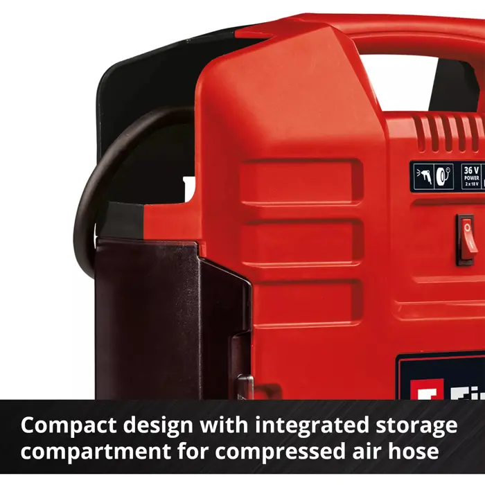 EINHELL Cordless Portable Compressor TE-AC 36/8 Li OF Set - Solo, 36Volt (2x18V) red, without battery and charger