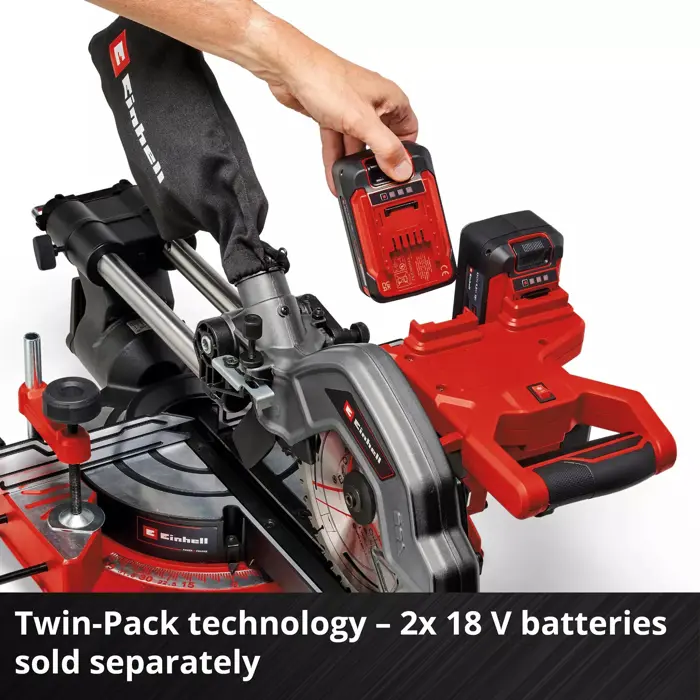 EINHELL Cordless Sliding Mitre Saw TE-SM 36/8 L Li-Solo, 36 Volt (2x18 V) red, without battery and charger