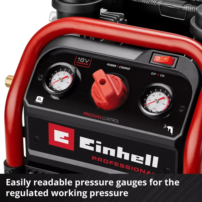 Einhell Power X-Change Akku-Kompressor SILENZZO 18/160, 18Volt (rot/black, ohne Akku und Ladegerät)