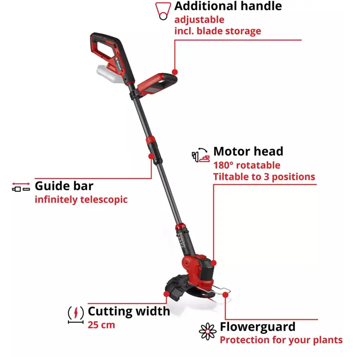 Einhell Power X-Change Akku-Rasentrimmer GE-CT 18/25-1 Li-Solo, 18Volt (rot/black, ohne Akku und Ladegerät)