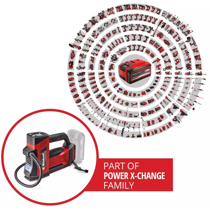 Einhell Power X-Change battery-powered car compressor CE-CC 18/23 D Li-Solo, 18Volt (red/black, without battery and charger)