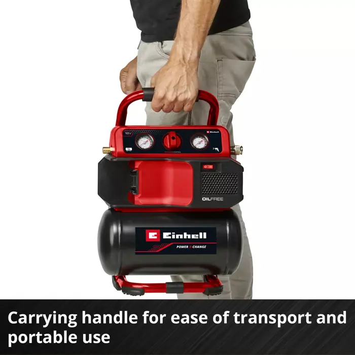 EINHELL Power X-Change cordless compressor TE-AC 18/75 Li OF-Solo, 18 Volt black/red, without battery and charger