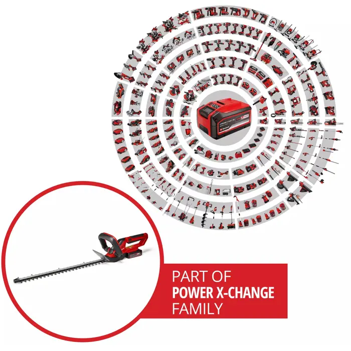 EINHELL Power X-Change cordless hedge trimmer GC-CH 1855/1 Li Kit, 18 Volt red/black, Li-ion battery 2.5Ah