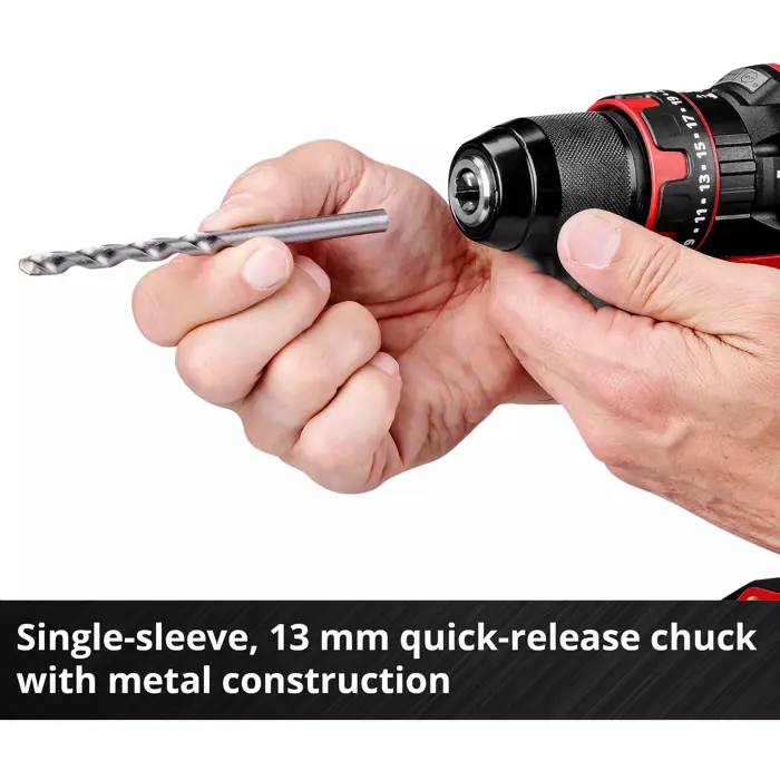 EINHELL Power X-Change cordless impact drill TE-CD 18/44 Li-i, 18 Volt black/red, Li-Ion battery 2.5 Ah