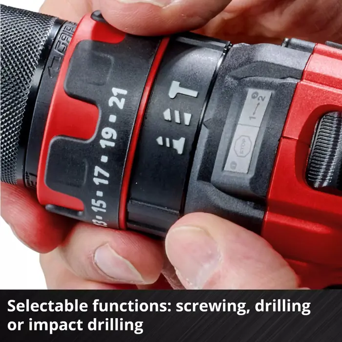 EINHELL Power X-Change cordless impact drill TE-CD 18/44 Li-i, 18 Volt black/red, Li-Ion battery 2.5 Ah