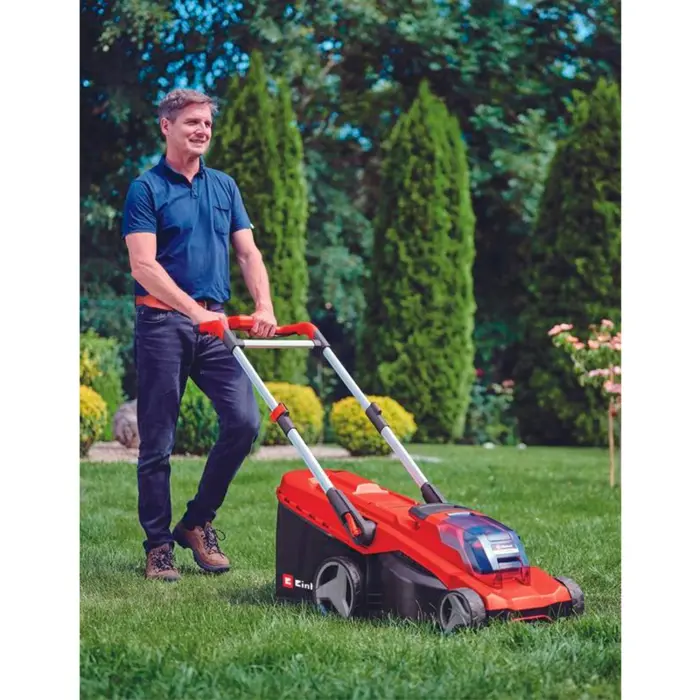 Einhell Professional cordless lawnmower RASARRO 36/42, 36Volt (2x18V) (red/black, 2x Li-ion battery 5.2Ah)