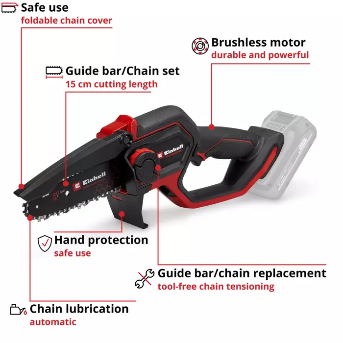Einhell Professional cordless pruning chainsaw GP-PS 18/20 Li BL-Solo, 18Volt (red/black, without battery and charger)