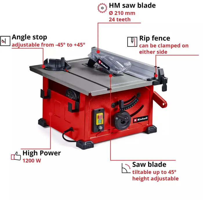 EINHELL table saw TC-TS 8 red, 900 watts