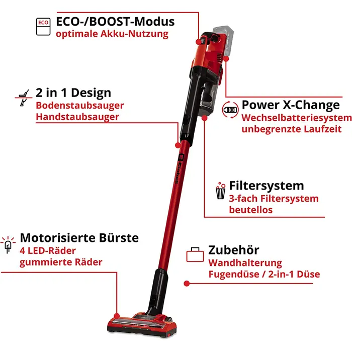 Einhell Te-SV 18 Li-Solo, stem vacuum cleaner (red/black, without battery and charging device)