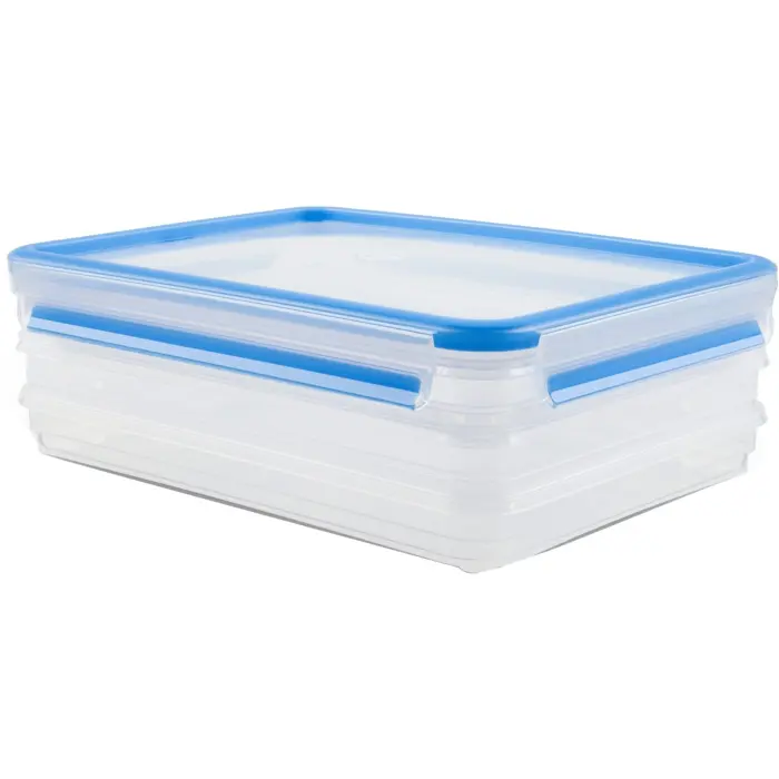 Emsa CLIP & CLOSE cold cuts box system 1.0 liter, 4-piece, can (transparent/blue, rectangular)