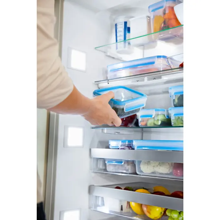 Emsa CLIP & CLOSE food storage container (transparent/blue, 10.6 liters, large format)
