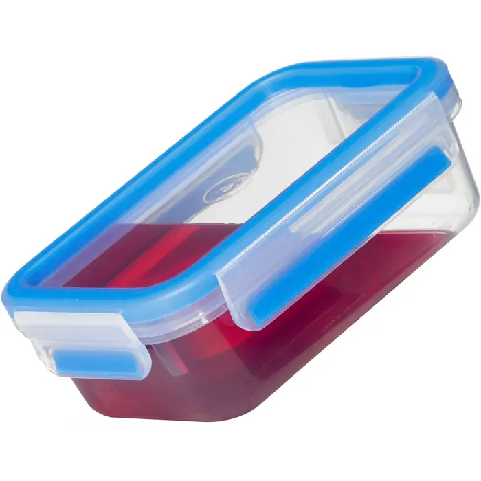 Emsa CLIP & CLOSE food storage containers 0.55 liters (transparent/blue, rectangular, 3 pieces)