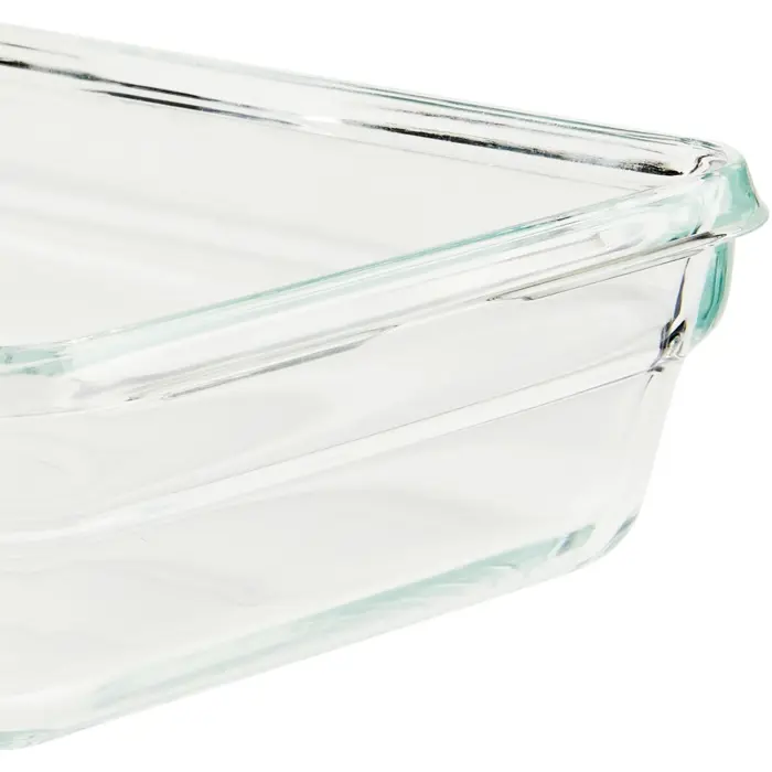Emsa CLIP & CLOSE glass food storage container 0.8 liters (transparent/red, square)