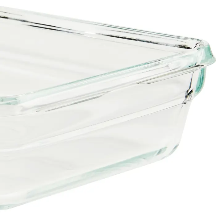 Emsa CLIP & CLOSE glass food storage container 3.0 liters (transparent/red, rectangular)