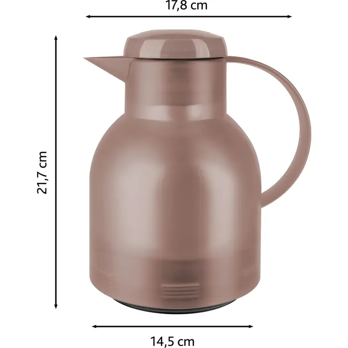 Emsa SAMBA vacuum jug, 1 liter (dark brown/transparent, QUICK PRESS closure)
