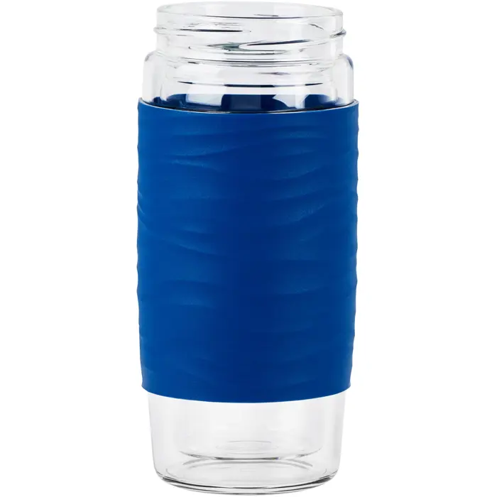 Emsa Tea Mug thermal tea mug 0.4 liters (blue/transparent, glass, screw cap)