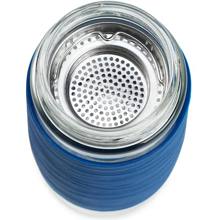 Emsa Tea Mug thermal tea mug 0.4 liters (blue/transparent, glass, screw cap)