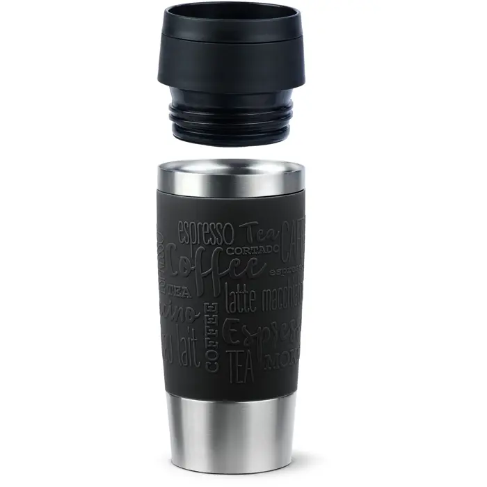 Emsa TRAVEL MUG Classic Thermo Mug (black/stainless steel, 0.36 liters)