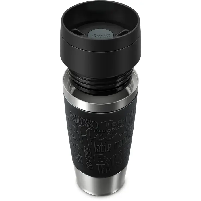 Emsa TRAVEL MUG Classic Thermo Mug (black/stainless steel, 0.36 liters)