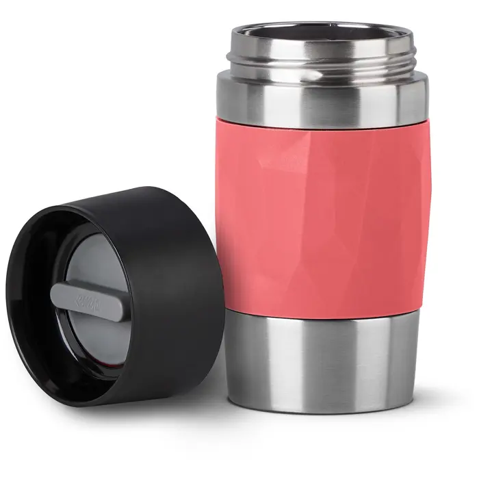 Emsa TRAVEL MUG Compact thermal mug (coral/stainless steel, 0.3 liters, screw cap)