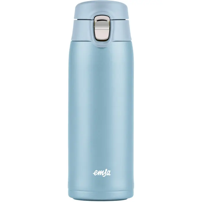 Emsa TRAVEL MUG light thermal mug (light blue, 0.4 liters, flip lid)