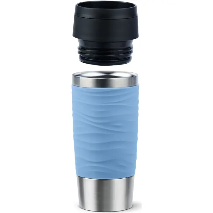Emsa TRAVEL MUG Waves thermal mug (light blue/stainless steel, 0.36 liters)