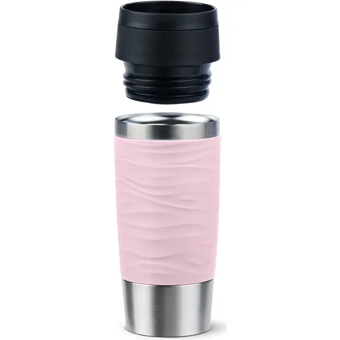 Emsa TRAVEL MUG Waves thermal mug (light pink/stainless steel, 0.36 liters)