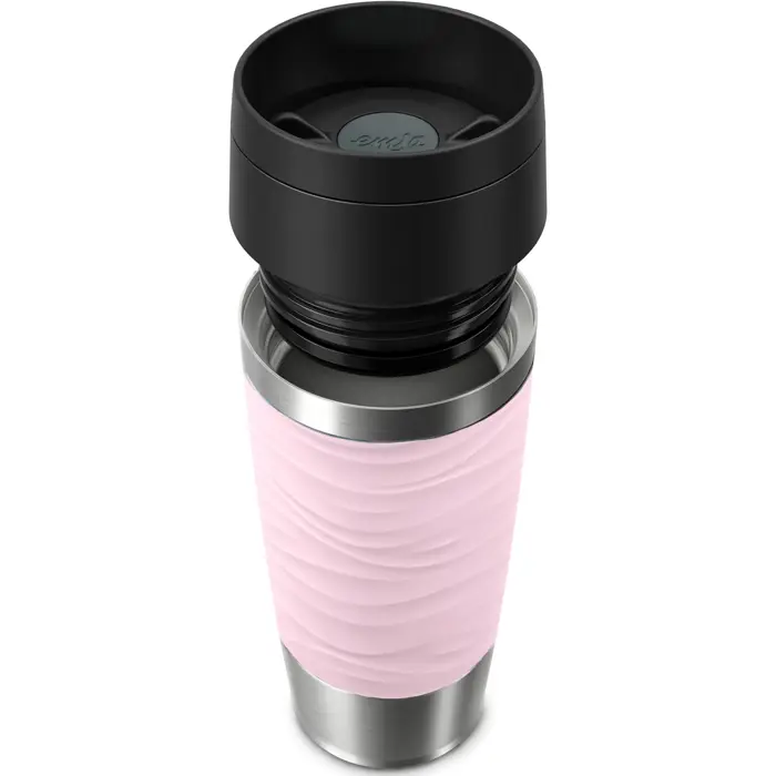 Emsa TRAVEL MUG Waves thermal mug (light pink/stainless steel, 0.36 liters)