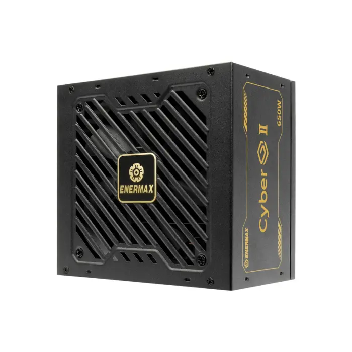 Enermax 650W CyberG II, ATX 3.1, 80+ GOLD, 2×PCIe, 4×SATA, 24-pina, 120mm ventilator