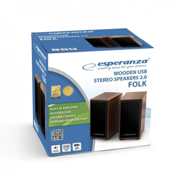 Esperanza 2.0 FOLK speaker set 2.0 channels 6 W Wood