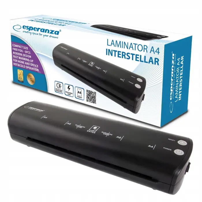 Esperanza A4 Hot / cold laminator 250 mm/min Black
