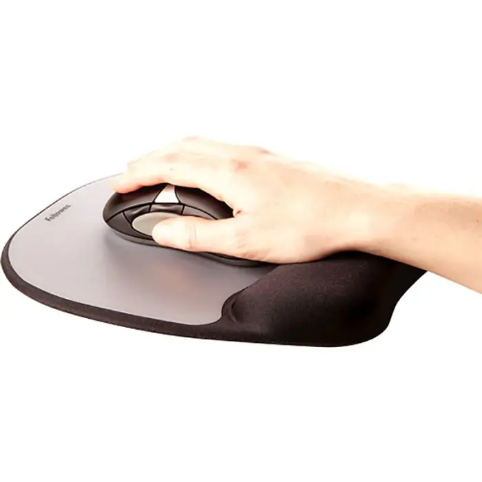 Fellowes Memory Foam Mouse Pad with Memory Foam Wrist Rest, Silver Streak