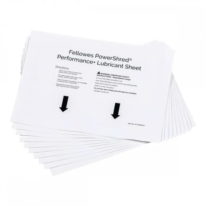 Fellowes shredder maintenance lubricant sheets, 10 pcs