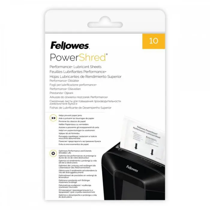 Fellowes shredder maintenance lubricant sheets, 10 pcs