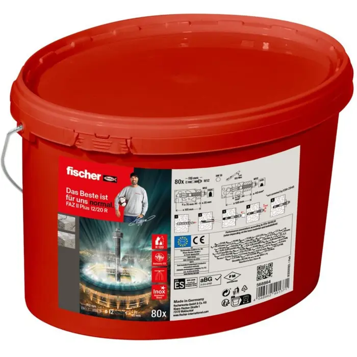 Fischer bolt anchor FAZ II Plus 12/20 R in a bucket (stainless steel, 80 pieces)