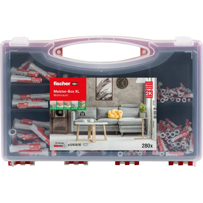 Fischer Meister-Box XL living room (light grey/red, 280 pieces)