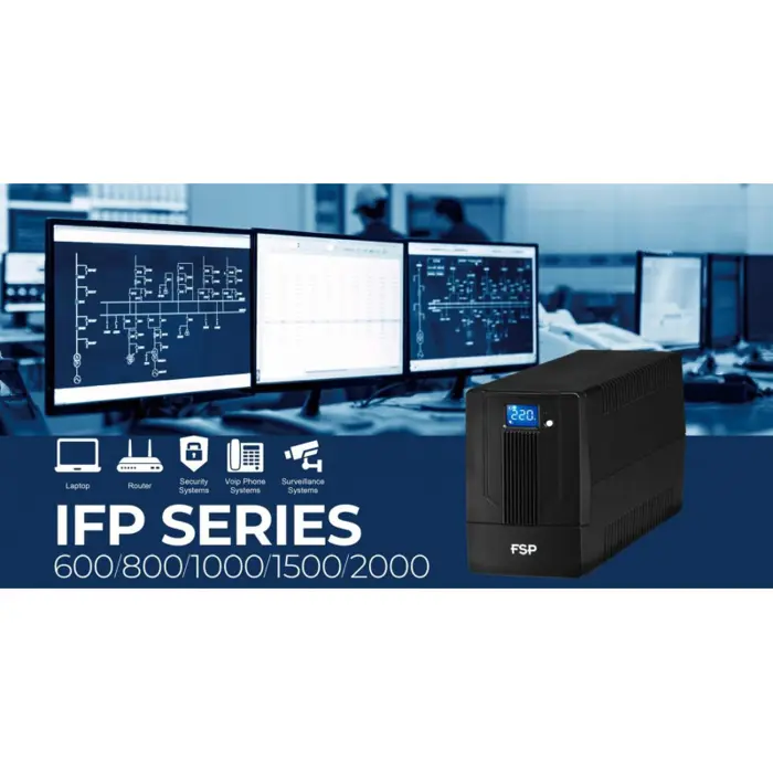 Fortron Source iFP 1500VA/900W, Line-interactive, 2×Schuko, 2×IEC C13, RJ11/45, USB, 2×9Ah, 5min. autonomija