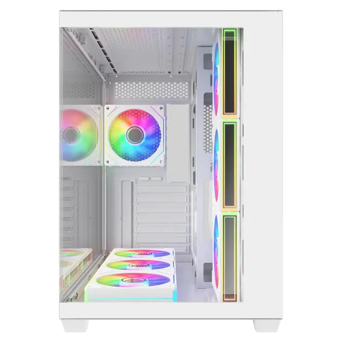 FSP Fortron M341 White Dual Tempered Glass 7x ARGB Fan ATX Gaming PC Case