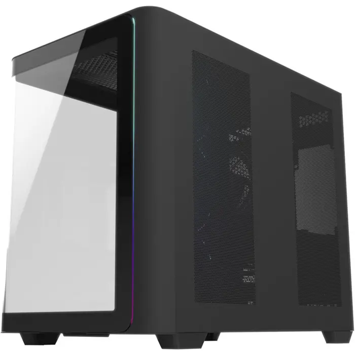 FSP M580-BP, tower case black, tempered glass