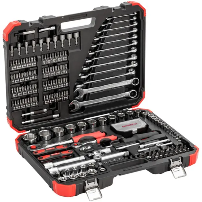 GEDORE red socket wrench set 1/4 + 1/2, 232 pieces, tool set (red/black, with 2 reversible ratchets)