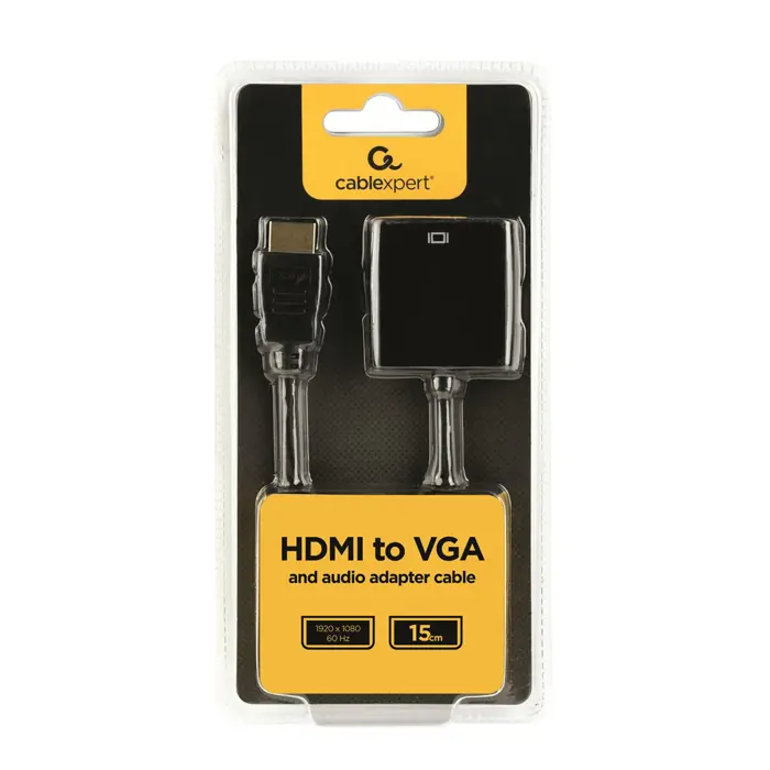 Gembird A-HDMI-VGA-03 video cable adapter 0.15 m HDMI Type A (Standard) VGA (D-Sub) Black