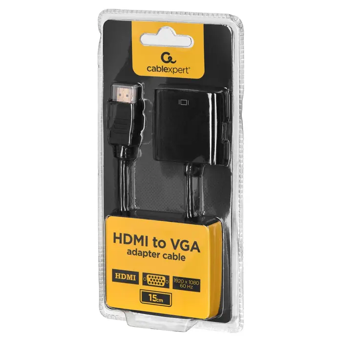 Gembird A-HDMI-VGA-04 video cable adapter 0.15 m VGA (D-Sub) HDMI Type A (Standard) Black