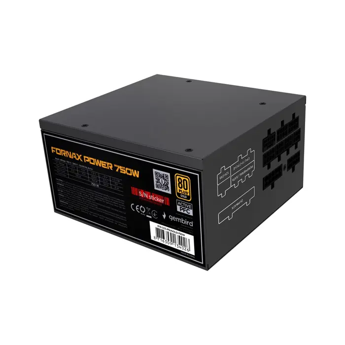 Gembird CCC-PSUGOLD-750W Power supply unit Fornax Power 750W active PFC 12cm fan 80+Gold