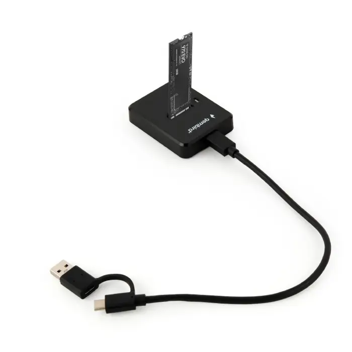 Gembird DD-U3M2 Desktop USB Type-C M.2 SATA & NVME SSD drive docking station, black