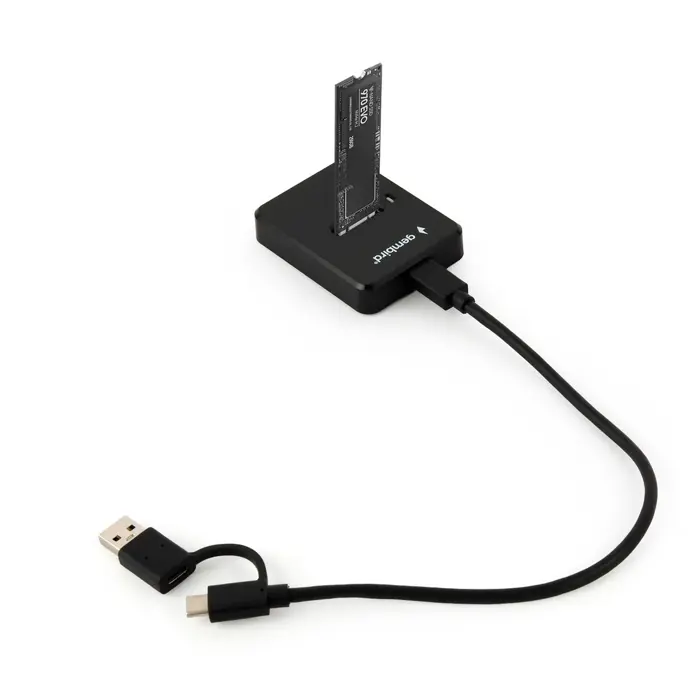 Gembird DD-U3M2 Desktop USB Type-C M.2 SATA & NVME SSD drive docking station, black