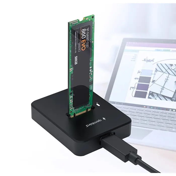 Gembird DD-U3M2 Desktop USB Type-C M.2 SATA & NVME SSD drive docking station, black