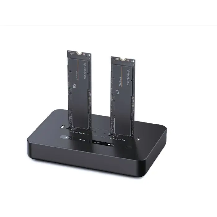 Gembird DD2-U3M2 Desktop dual drive USB Type-C M.2 NVME (and SATA) SSD docking station, black