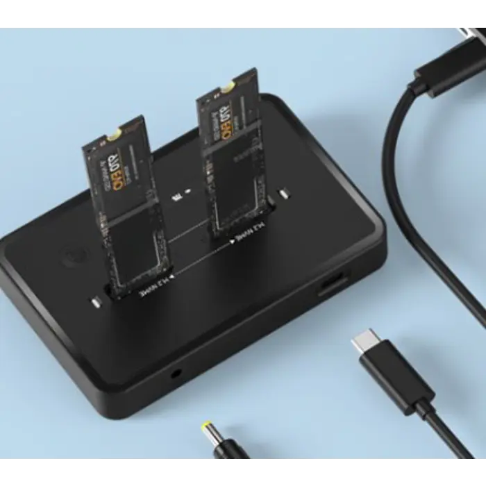 Gembird DD2-U3M2 Desktop dual drive USB Type-C M.2 NVME (and SATA) SSD docking station, black