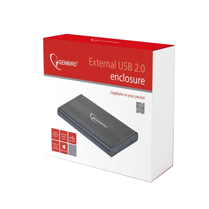 Gembird EE2-U2S-5 storage drive enclosure HDD enclosure Black 2.5"
