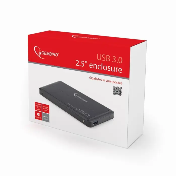 Gembird EE2-U3S-2 storage drive enclosure HDD enclosure Black 2.5"